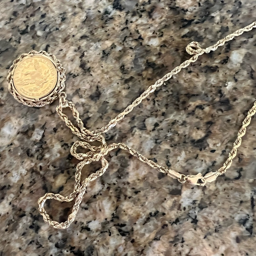 COPY - US  Susan B Anthony Dollar gold necklace 14K new - Picture 4 of 9